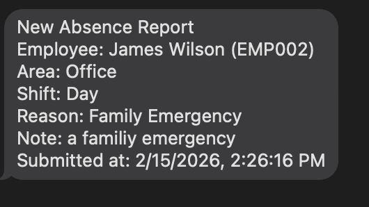 SMS Alert Example
